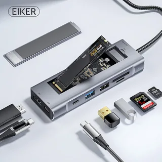 EIKER 8in1 C타입 멀티허브 USB3.2 HDMI PD충전 M.2