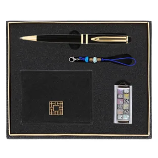 워터펜블랙+신문자도자개USB+완자문소가죽명함지갑