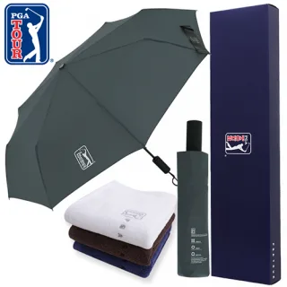 PGA 친환경그린 3단완전자동 우산+150g면사타올세트