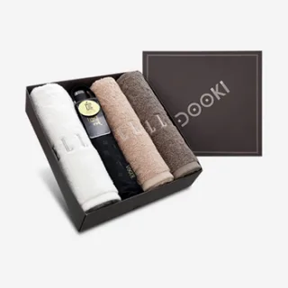 엘르 노르망디세면타올 180g 3매+보그 3단엠보우산 세트