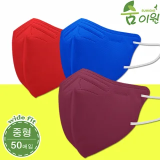 신형 숨이원 새부리형 4중 3종 컬러마스크 중형 50매입
