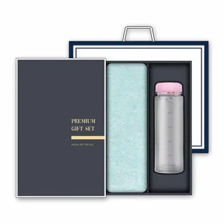 송월 프리미엄 선물세트 라이트무지40 1매 + 마이보틀 500ml 1개 