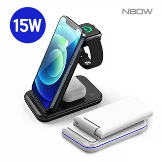 엔보우 15W 고속 무선충전 3IN1접이식충전기