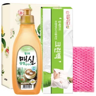 친환경 참그린매실300용기 크린백 망사수세미 3종