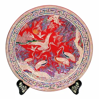 자개원쟁반(대)-송학(적색,흑색)