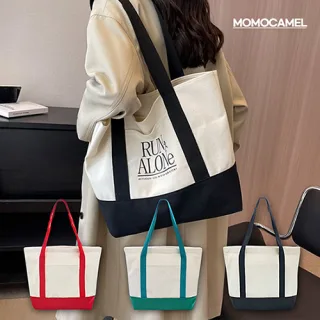 모모카멜 투톤컬러 포켓에코백 HE23