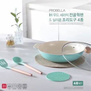 프로벨라 세라믹(국내산) 전골웍팬 28cm+조리도구 4