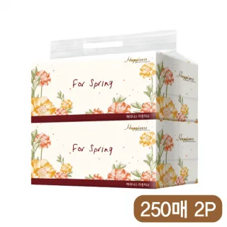 해피니스 미용티슈 (250매) 플라워 2P