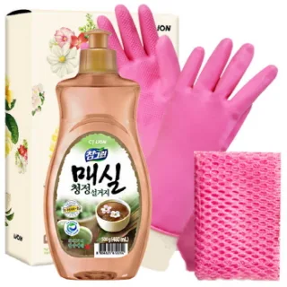 친환경 참그린매실500용기 고무장갑32cm 망사수세미 