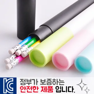 육각지우개연필5p 바닐라원통세트