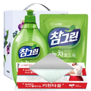 유기농 참그린500용기 녹차300리필 빨아쓰는키친타올 3종