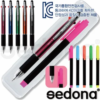 세도나 멀티5in1그립니들터치펜 + 스타사각형광펜(불투
