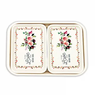 무광멜라민 직쟁반(장미) 3P