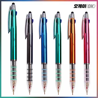 오케이 4링 UV 3색 터치볼펜 0.7mm