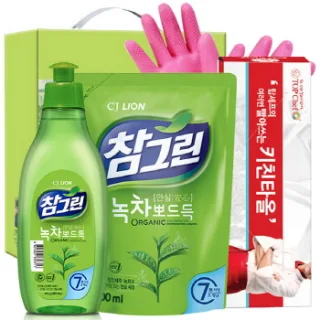 유기농 참그린300용기 녹차300리필 빨아쓰는키친타올 고무장갑32cm 4