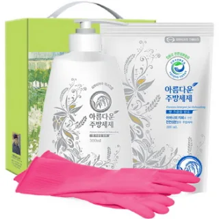 친환경 아름다운주방세제500펌프 300리필 고무장갑32