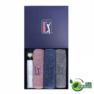 PGA 친환경그린 3단수동 우산+190g호텔타올 3P세