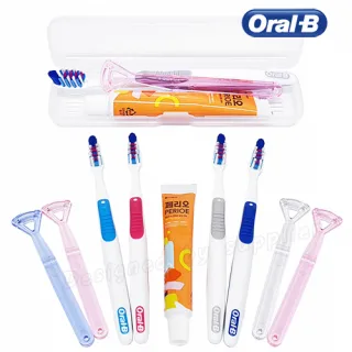 오랄비칫솔_크로스액션+페리오+혀클리너/칫솔치약세트/여행