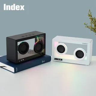 INDEX 투명 블루투스스피커 무드램프 알람시계(충전식