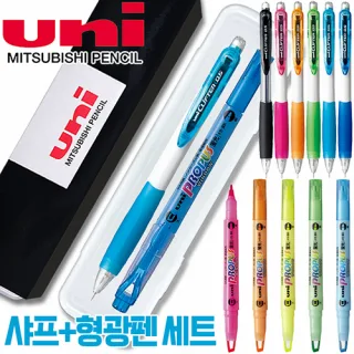 uni 클리프터 샤프 0.5mm + 프로퍼스 윈도우 형광펜세트