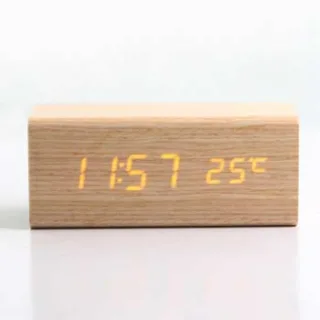 신형 LED 나무 탁상시계 직사각형(소)