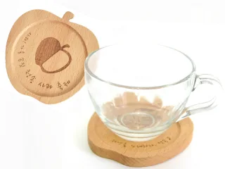 원목 사과형 차받침