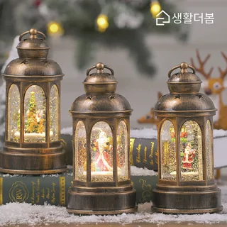 생활더봄 크리스마스 오르골 무드등 LED 랜턴 스노우볼