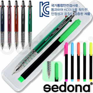세도나 멀티5in1니들터치펜 + 스타사각형광펜(불투) 