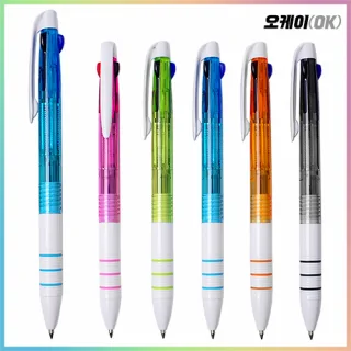 오케이 3색볼펜 투명