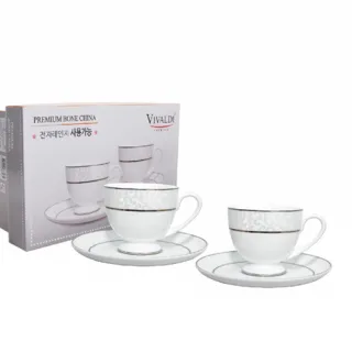 비발디 본차이나 당초문 커피잔 4P세트
