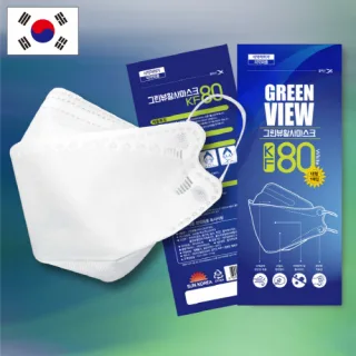 [국산] 그린뷰 KF80 황사방역 화이트 마스크 성인용