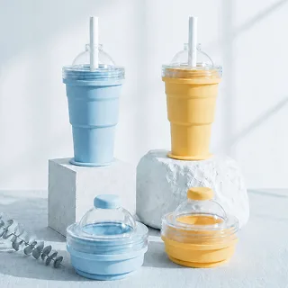 웰세스 실리콘 접이식 아이스컵 빨대 포함 폴딩컵 하이볼