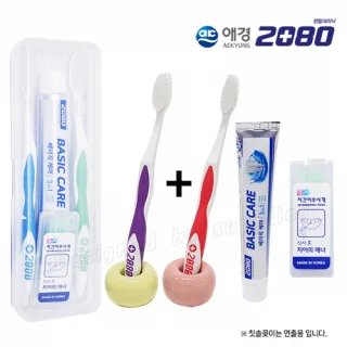 커플 애경 2080미세모칫솔+2080치약+치간칫솔 세트