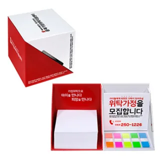 큐브박스점착메모함+외장형(클립형)자석