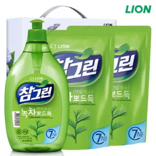 유기농 참그린500용기 녹차300리필2P 3종
