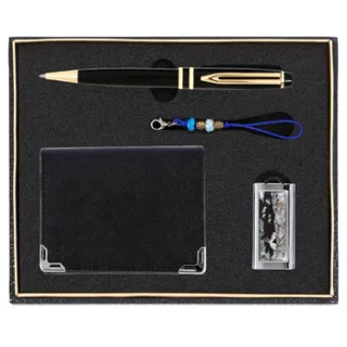 워터펜블랙+사피아노코너소가죽명함지갑+채색송학자개USB