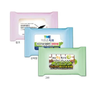 파스텔 3종 랜덤 (무광) 물향기물티슈 5~20매