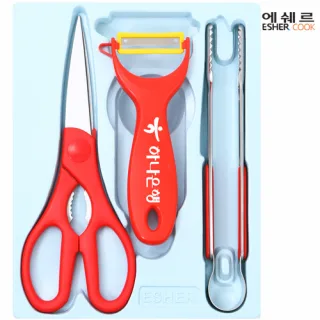주방 편한가위+프레쉬야채칼+집게