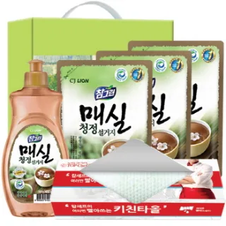 친환경 참그린매실500용기 매실300리필3P 빨아쓰는키