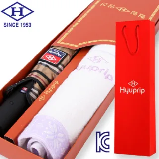 협립 2단 선염체크 우산+눈꽃타월세트