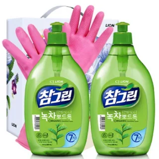 유기농 참그린500용기2P 고무장갑32cm 3종