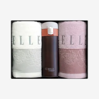 엘르 로즈세면타올 150g 2매+코렐원터치텀블러1개 세
