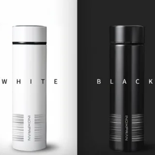 블랙앤화이트 녹차망 LED센서 터치 온도텀블러 450m