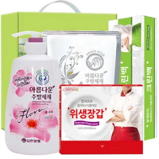 아름다운플로라485펌프 300리필 정사각위생장갑 크린백