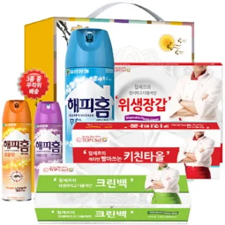 해피홈 빨아쓰는키친타올 정사각위생장갑 크린백 4종
