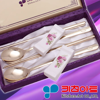[베스트기획상품]KT38.키친아트 골드티타늄 건강희 수저세트 