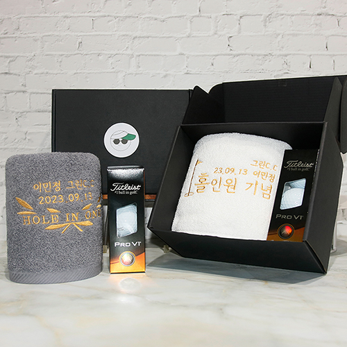 홀인원 기념수건 기프트 세트 (홀인원타올1P+골프공3구