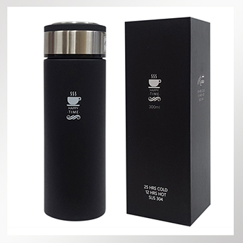 해피타임 녹차망 보온보냉 슬림 무광 텀블러 300ml