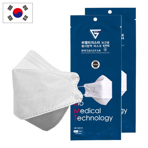 [국산] KF94 비엠티 보건용 황사방역마스크 3D 화이트 대형