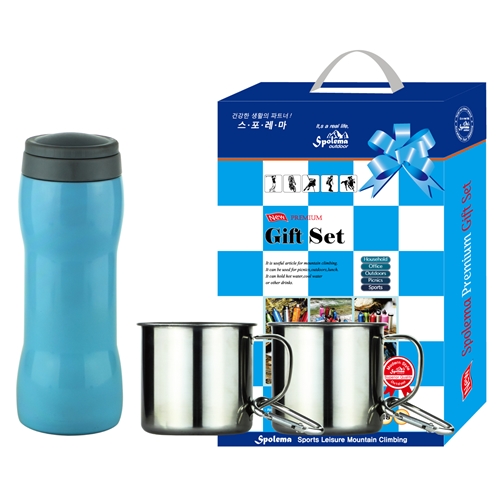 고진공 카페보온보냉머그+스텐레스 등산고리컵(x2) 세트(GG-8040)